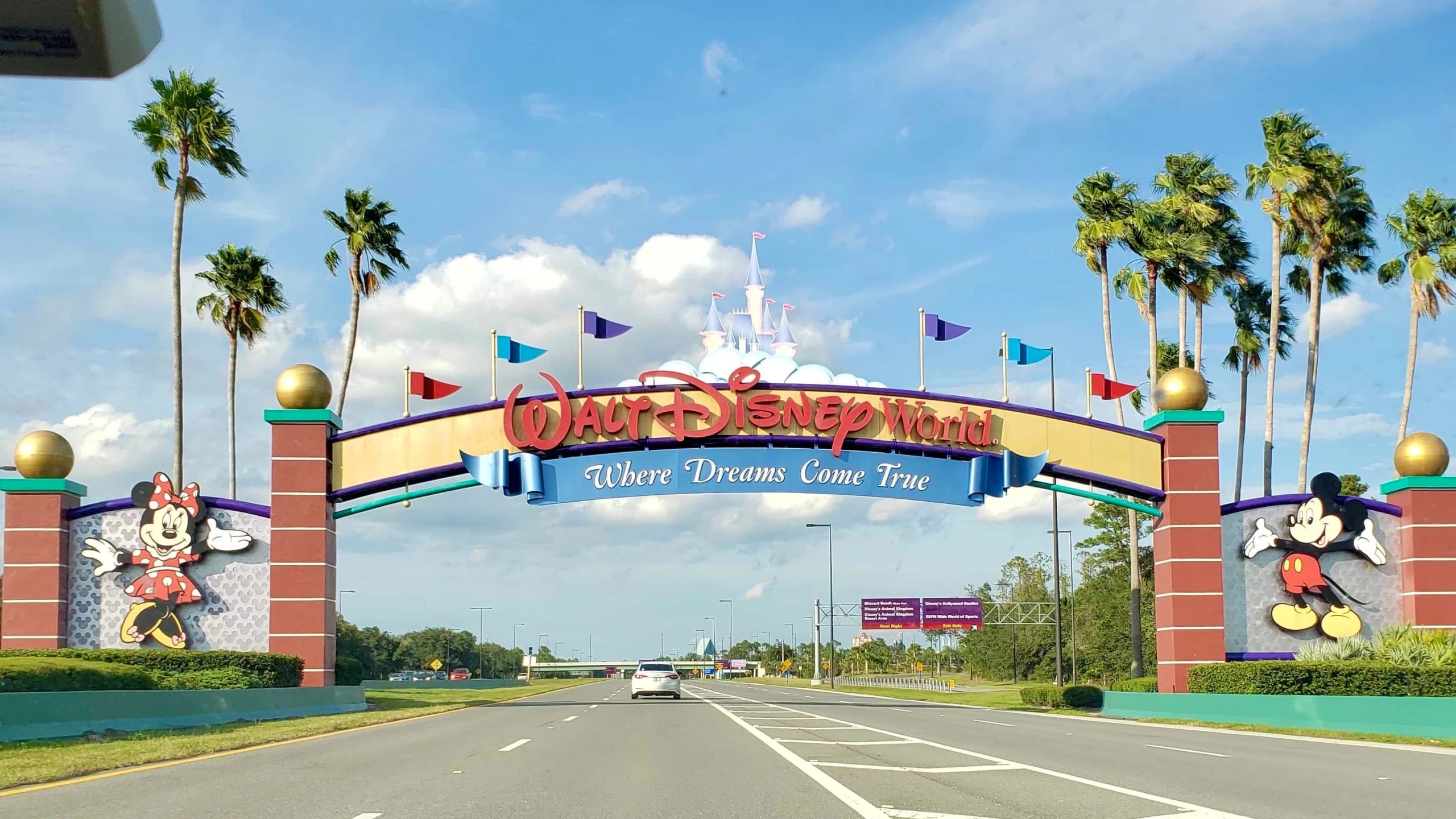 Walt Disney World entrance arch reading Where Dreams Come True